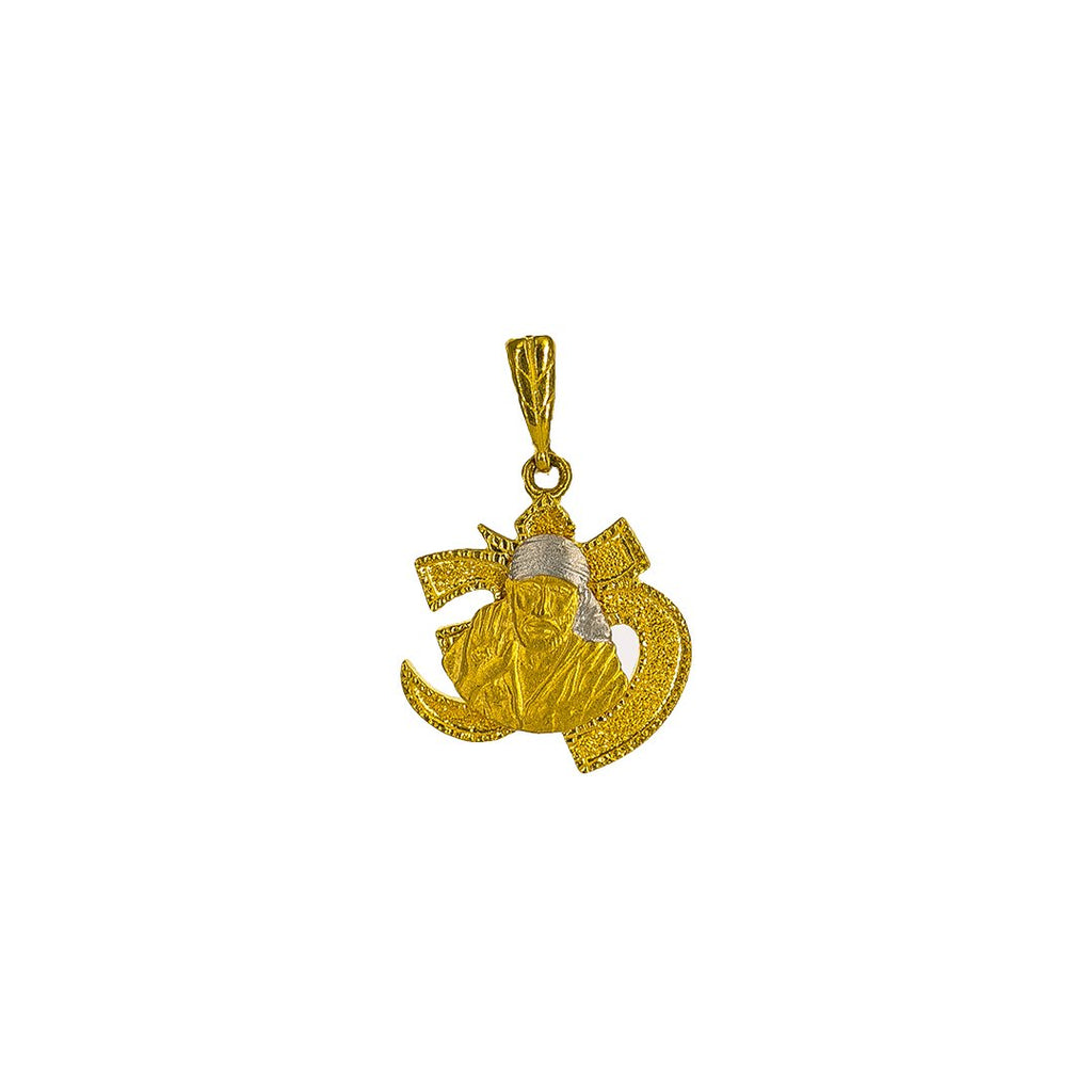 22K Multi Tone Gold Om & Sai Baba Pendant | 22K Multi Tone Gold Om & Sai Baba Pendant for men and women. This significant 22K multi tone ...