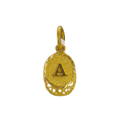 22K Yellow Gold Oval Pendant W/ Letter "A"