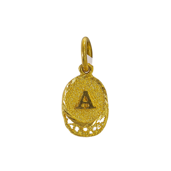 22K Yellow Gold Oval Pendant W/ Letter "A" | Transform your simple gold chain with personal and meaningful touches of gold such as this 22K ye...