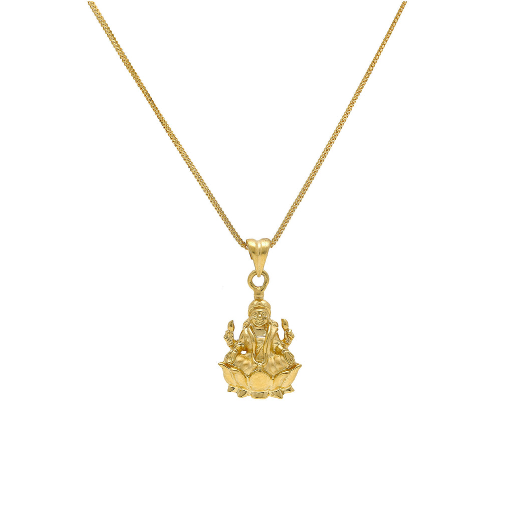 An image of an Indian pendant featuring Laxmi on a lotus from Virani Jewelers. | Discover fine jewelry that represents important parts of your religion and culture when you shop ...