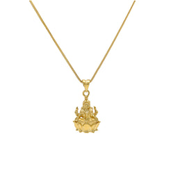 An image of an Indian pendant featuring Laxmi on a lotus from Virani Jewelers.