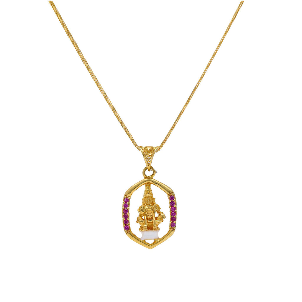 An image of an Indian pendant featuring Hanuman with a halo design from Virani Jewelers. | Embrace the strength of Ayyappa when you wear this Indian pendent from Virani Jewelers!

Made wit...