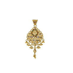 22K Yellow Gold Enamel Pendant W/ Cluster Balls Accents