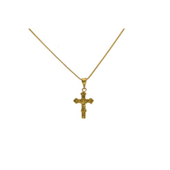 22K Yellow Gold Bottony Cross Pendant W/ Crucified Christ