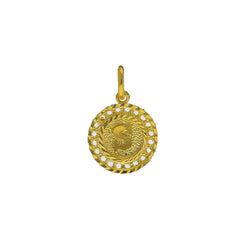 22K Yellow Gold Intial 'S' Pendant W/ Round Frame