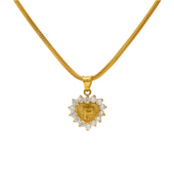 22K Yellow Gold & CZ Stone Letter "P" Heart Pendant