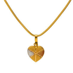 22K Multi-Tone Gold Engraved Heart Pendant