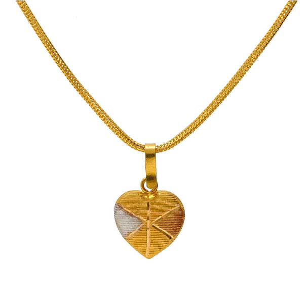22K Multi-Tone Gold Engraved Heart Pendant | 
A symbol of love and affection, the 22K Multi-Tone Gold Engraved Heart Pendant is the perfect in...