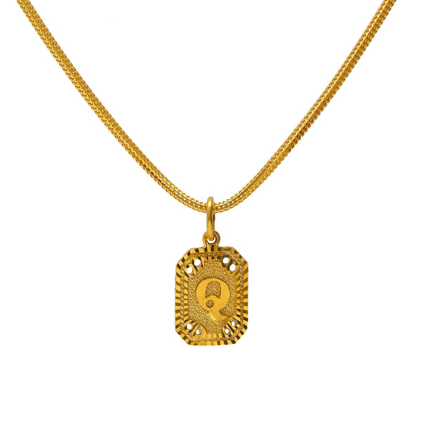 22K Yellow Gold Framed "Q" Pendant | 
Our 22K Yellow Gold Framed 