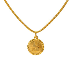 22K Yellow Gold "S" Medallion Pendant