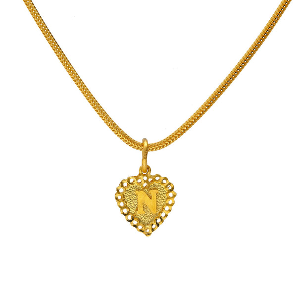 22K Gold Perforated Heart Shaped "N" Pendant | 
Our 22K Yellow Gold Perforated Heart Shaped 