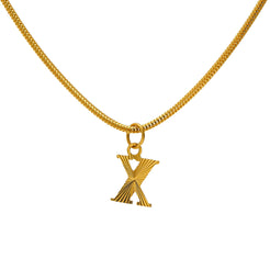 22K Yellow Gold Engraved "X" Pendant