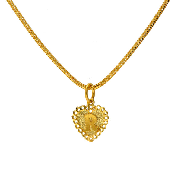 22K Yellow Gold Perforated Heart Shaped "R" Pendant | 
Our 22K Yellow Gold Perforated Heart Shaped 