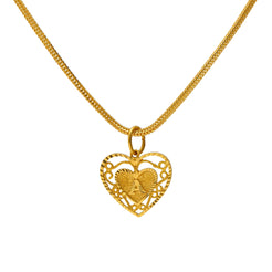 22K Yellow Gold Filigree Art "A" Pendant