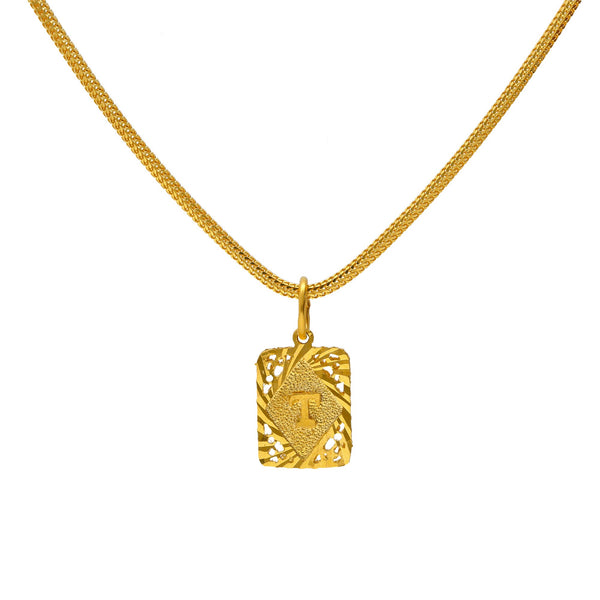 22K Yellow Gold Framed "T" Pendant | 
The 22K Yellow Gold Framed 