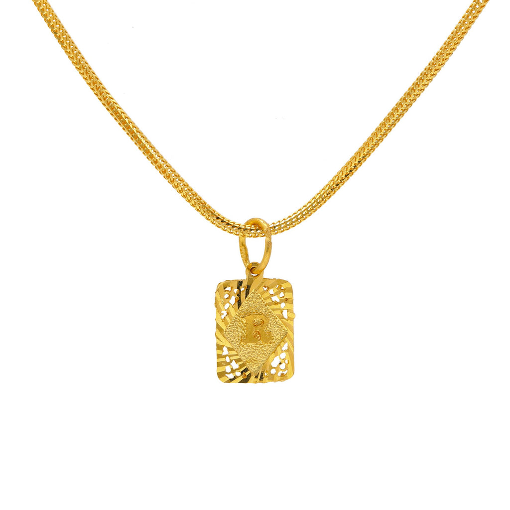 22K Yellow Gold Framed "R" Pendant | 
The 22K Yellow Gold Framed 