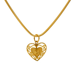 22K Yellow Gold Filigree Art "M" Pendant