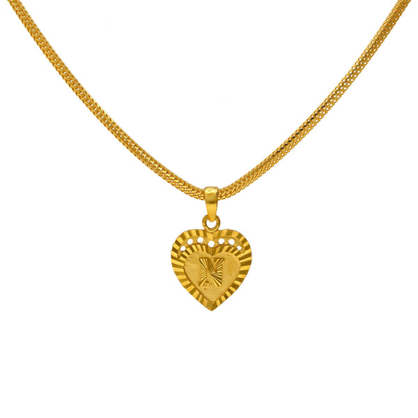 22K Yellow Gold Layered Heart "N" Pendant | 
The 22K Yellow Gold Layered Heart 