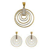 22K Multi Tone Gold Pendant Set W/ CZ Gems & Multi Layer Hoop Design |  22K Multi Tone Gold Pendant Set W/ CZ Gems & Multi Layer Hoop Design for women. This beautif...