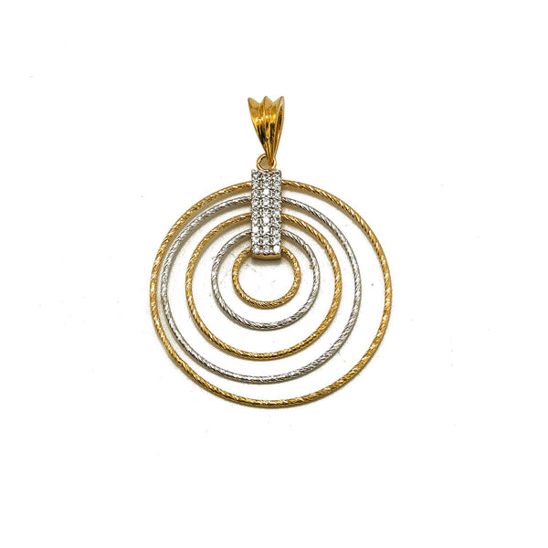 22K Multi Tone Gold Pendant Set W/ CZ Gems & Multi Layer Hoop Design |  22K Multi Tone Gold Pendant Set W/ CZ Gems & Multi Layer Hoop Design for women. This beautif...