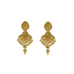 22K Yellow Gold Oyster Pendant & Earrings Set W/ Drop Gold Balls & Filigree Designs