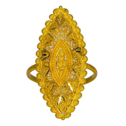 22K Yellow Gold Antique Shield Ring W/ Beaded Filigree
