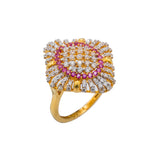 22K Yellow Gold CZ Shield Ring W/ Precious White & Purple Gemstones | Discover color, elegance and style with this lovely 22K yellow gold CZ gemstone ring from Virani ...