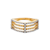 22K Yellow Gold CZ Ring W/ Four-Split Shank | Shine bright and exude the air of luxury in this most exquisite 22K yellow gold CZ ring from Vira...