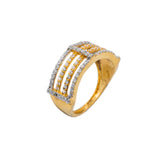 22K Yellow Gold CZ Ring W/ Four-Split Shank | Shine bright and exude the air of luxury in this most exquisite 22K yellow gold CZ ring from Vira...