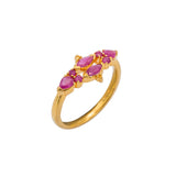 22K Yellow Gold Ruby Ring W/ Elegant Horizontal Prong Set Design | Rubies and vintage design brings together the overall feel of this elegant 22K yellow gold ring f...