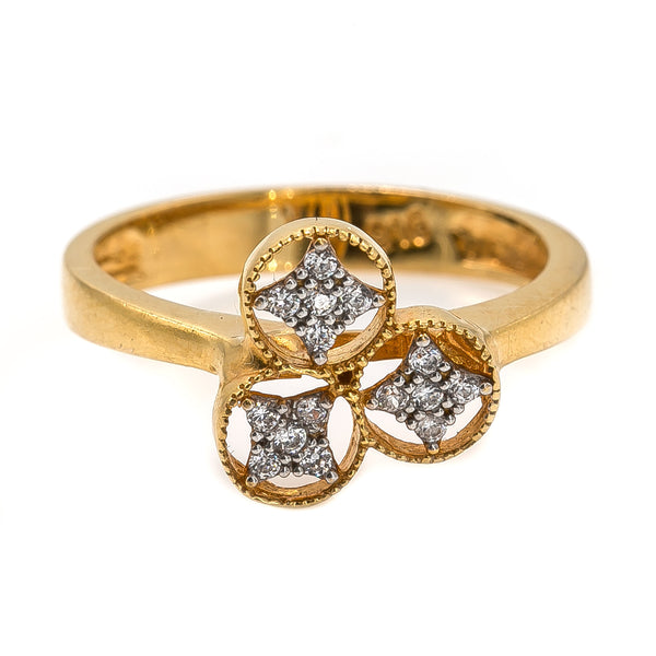 22K Yellow Gold Ring W/ CZ Gems & Spinner Wheel Designs | 22K Yellow Gold Ring W/ CZ Gems & Spinner Wheel Designs for women. This beautiful design feat...