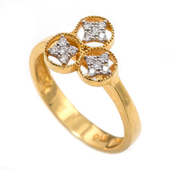 22K Yellow Gold Ring W/ CZ Gems & Spinner Wheel Designs