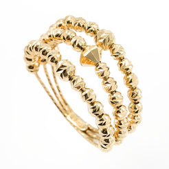 22K Yellow Gold Ring W/ Triple Band & Textured Beads