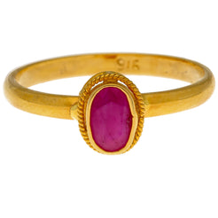 22K Yellow Gold & Ruby Oval Ring (Size 7)