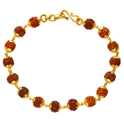22K Yellow Gold Beaded Rudraksha Stone Bracelet
