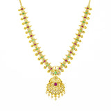 An image of the Bhavna 22K gold necklace from Virani Jewelers. | Be the most beautiful person in the room with this gorgeous 22K gold necklace set from Virani Jew...