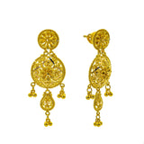 An image showing the post on one of the Veblen 22K gold earrings from Virani Jewelers. | Combine sophistication and elegance when you wear this 22K gold necklace set from Virani Jewelers...
