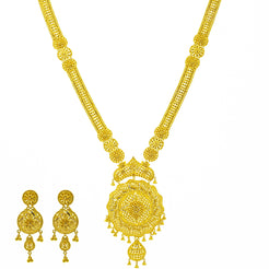 An image of the Veblen 22K gold necklace set from Virani Jewelers.