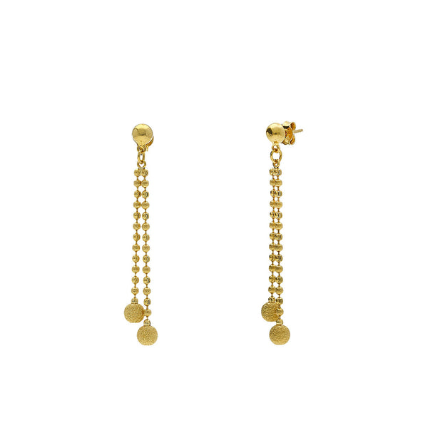 A side view of 22K yellow gold earrings from Virani Jewelers | Use this 22K yellow gold necklace and earring set from Virani Jewelers to add lustrous elegance t...
