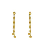 An image of a pair of 22K yellow gold earrings that match an Indian necklace from Virani Jewelers | Use this 22K yellow gold necklace and earring set from Virani Jewelers to add lustrous elegance t...