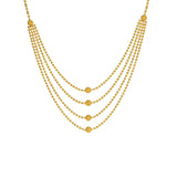 An image of a multi-strand 22K yellow gold necklace from Virani Jewelers | Use this 22K yellow gold necklace and earring set from Virani Jewelers to add lustrous elegance t...