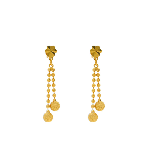 An image of the Indian gold earrings with gold balls from Virani Jewelers. | Get charm and refinement in one 22K gold necklace set when you visit Virani Jewelers!

Crafted wi...