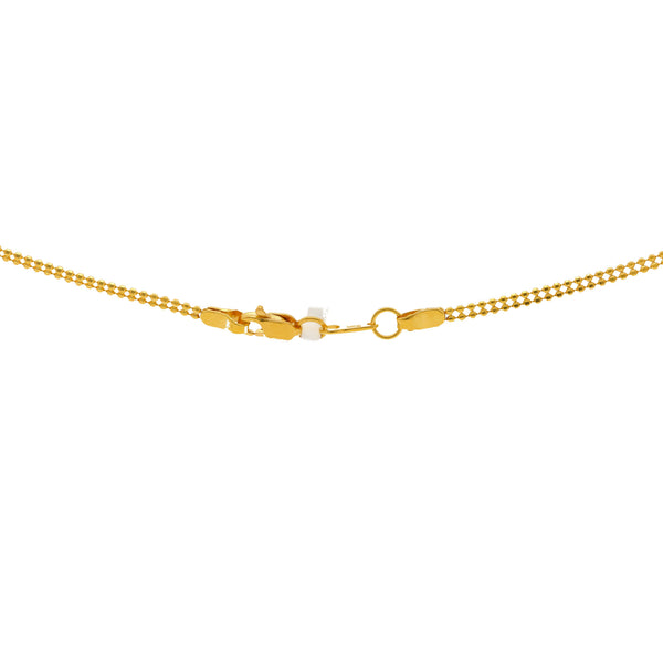 An image of the lobster claw clasp on the layered 22K gold necklace from Virani Jewelers. | Get charm and refinement in one 22K gold necklace set when you visit Virani Jewelers!

Crafted wi...