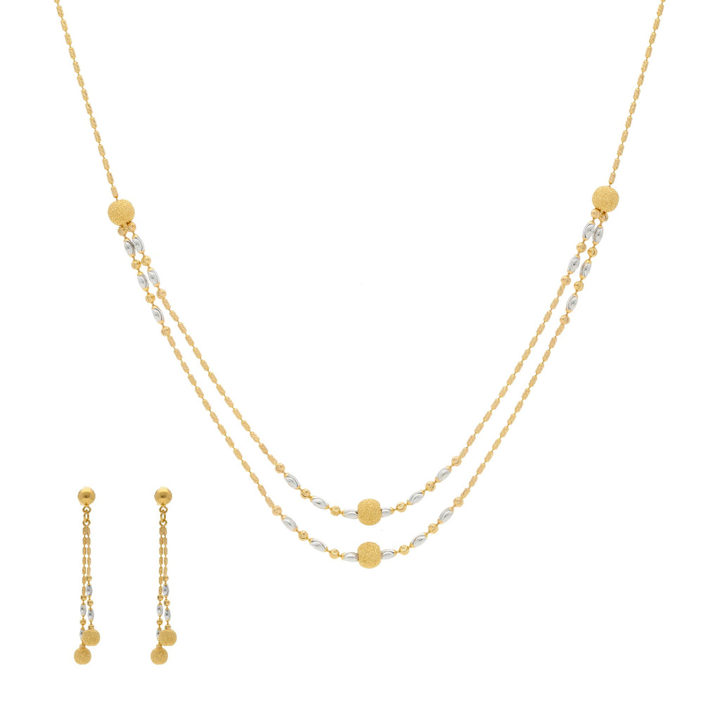 22K Yellow Gold Singapore set with Earrings | 


Give your traditional outfit the perfect accessory of this 22K yellow gold necklace with earri...