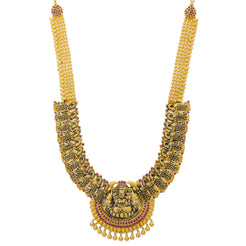 22K Gold Laxmi Temple Necklace