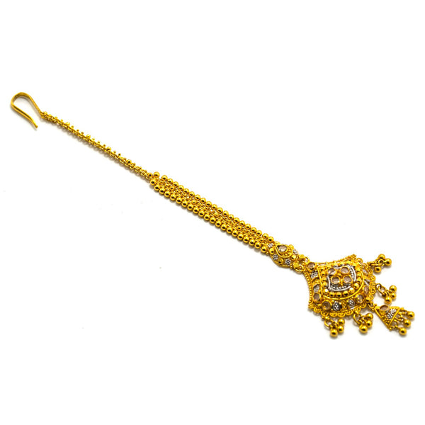22K Multi Tone Gold Tikka W/ Bead Ball Accents & Open Cut Pendant |  22K Multi Tone Gold Tikka W/ Bead Ball Accents & Open Cut Pendant for women. This beautiful ...