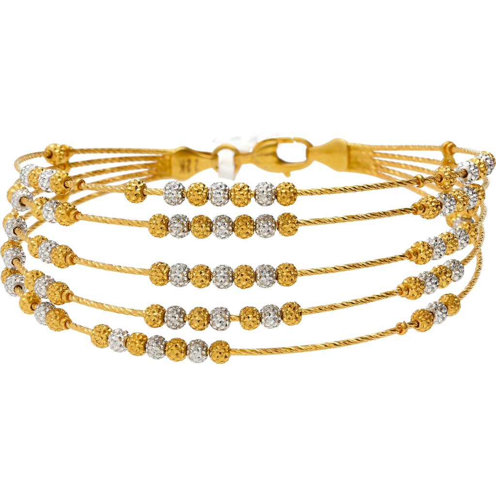 22K Multitone Gold Beaded Layers Bangle | The 22K Multitone Gold Beaded Layers Bangle from Virani Jewelers is perfect for everyday wear. Th...