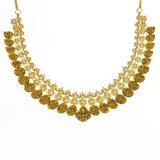 22K Yellow Gold Uncut Diamond Antique Temple Necklace Set W/ 9.39ct Uncut Diamonds & Laxmi Accents | 22K Yellow Gold Uncut Diamond Antique Temple Necklace Set W/ 9.39ct Uncut Diamonds & Laxmi Ac...
