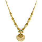 22K Yellow Gold Uncut Diamond Antique Temple Necklace Set W/ 7.36ct Uncut Diamonds, Rubies, Emeralds & Laxmi Pendants | 22K Yellow Gold Uncut Diamond Antique Temple Necklace Set W/ 7.36ct Uncut Diamonds, Rubies, Emera...