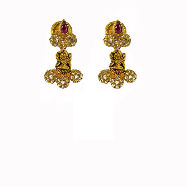 22K Yellow Gold Uncut Diamond Antique Temple Necklace Set W/ 7.13ct Uncut Diamonds, Rubies & Laxmi Pendants | 22K Yellow Gold Uncut Diamond Antique Temple Necklace Set W/ 7.13ct Uncut Diamonds, Rubies & ...